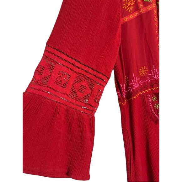 Gudrun Sjoden Embroidered Button Front Shacket Dress Women’s Size Medium - Picture 7 of 8